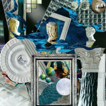 Collages titled "Collage_bleu" by Anne Le Bihan, Original Artwork, Collages