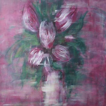 Painting titled "fond rose" by Anne Lerbs, Original Artwork, Acrylic