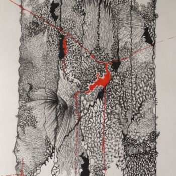 Disegno intitolato "Abstraction Rouge" da Anne Lesca, Opera d'arte originale