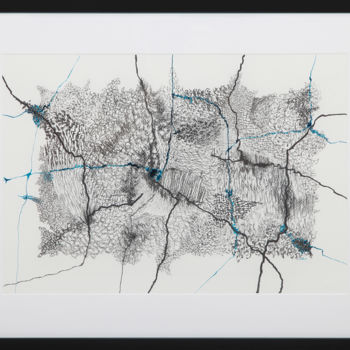 Drawing titled "abstraction-bleu" by Anne Lesca, Original Artwork, Ink