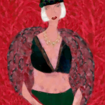 Arte digitale intitolato "La femme au maillot…" da Anne-Lise Castagno De Pauw, Opera d'arte originale, Pittura digitale