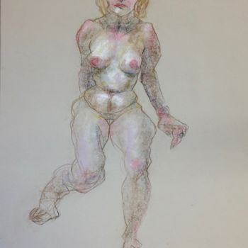 Painting titled "Femme sur un fil co…" by Anne Malvy, Original Artwork, Pastel