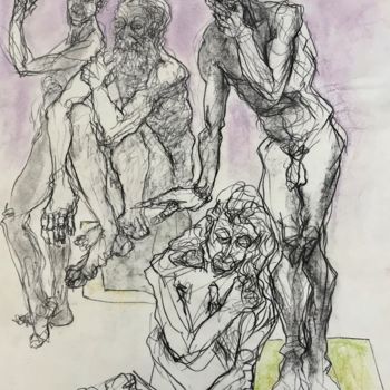 Drawing titled "Le calme revient" by Anne Malvy, Original Artwork, Charcoal