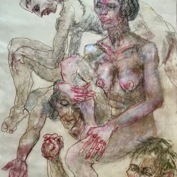 Drawing titled "Confinement" by Anne Malvy, Original Artwork, Pastel
