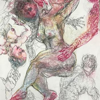 Tekening getiteld "Explosion" door Anne Malvy, Origineel Kunstwerk, Pastel