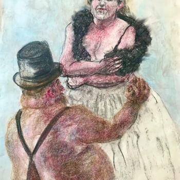 Рисунок под названием "Au Moulin Rouge" - Anne Malvy, Подлинное произведение искусства, Пастель