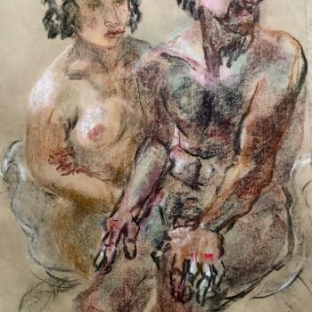 "Un joli couple" başlıklı Resim Anne Malvy tarafından, Orijinal sanat, Pastel