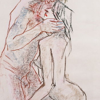 Dessin intitulée "Roméo et juliette 2" par Anne Malvy, Œuvre d'art originale, Pastel