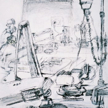 Tekening getiteld "L'atelier" door Anne Malvy, Origineel Kunstwerk, Anders