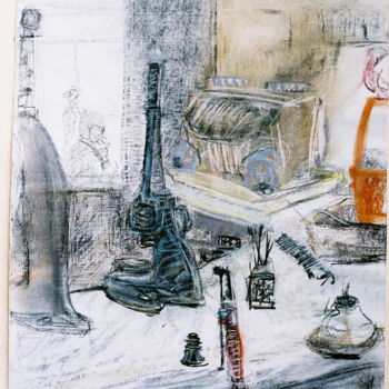 Tekening getiteld "Les instruments" door Anne Malvy, Origineel Kunstwerk, Pastel