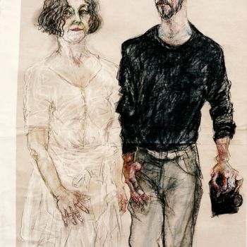 Картина под названием "L'artiste et le pho…" - Anne Malvy, Подлинное произведение искусства, Пастель