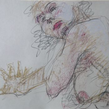 Drawing titled "portrait du modèle" by Anne Malvy, Original Artwork