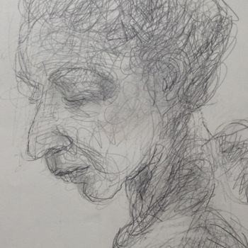 Drawing titled "Portrait sur le vif" by Anne Malvy, Original Artwork, Pencil