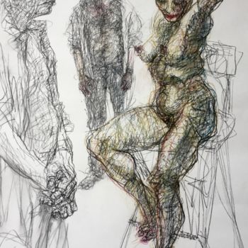 Рисунок под названием "Ils et la Mulâtre" - Anne Malvy, Подлинное произведение искусства
