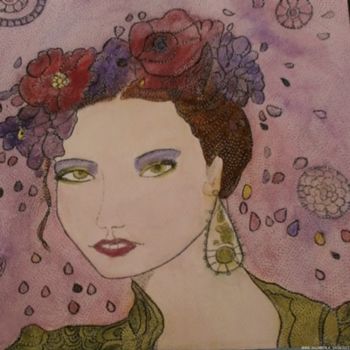 Painting titled "Miss FLORE...." by Anne Bazabidila, Original Artwork, Ink