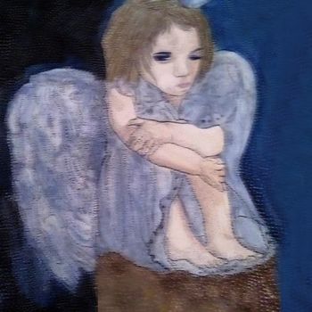Картина под названием "UN ANGE BLEU" - Anne Bazabidila, Подлинное произведение искусства, Чернила