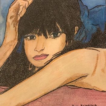 "LA FILLE AUX RUBANS…" başlıklı Tablo Anne Bazabidila tarafından, Orijinal sanat, Mürekkep