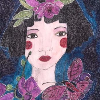 Painting titled "THE ATTRACTIVE ASIAN" by Anne Bazabidila, Original Artwork, Watercolor