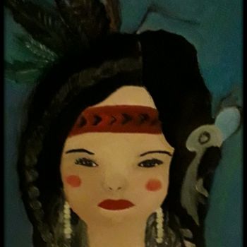 Картина под названием "LA JOLIE SQUAW" - Anne Bazabidila, Подлинное произведение искусства, Масло