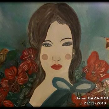 Malerei mit dem Titel "LA BELLE  ET SES CO…" von Anne Bazabidila, Original-Kunstwerk, Öl