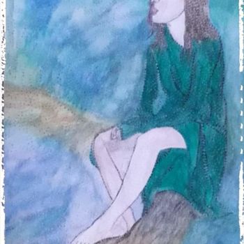 Malerei mit dem Titel "UN PEU DE FRAÎCHEUR" von Anne Bazabidila, Original-Kunstwerk, Aquarell