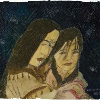 Pintura titulada "UNE MAMAN AMÉRINDIE…" por Anne Bazabidila, Obra de arte original, Acuarela