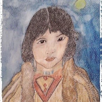 Pintura titulada "AIYANA FLEUR ETERNE…" por Anne Bazabidila, Obra de arte original, Acuarela