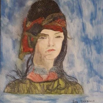 Painting titled "ELLE VIENT DE LOIN" by Anne Bazabidila, Original Artwork, Watercolor
