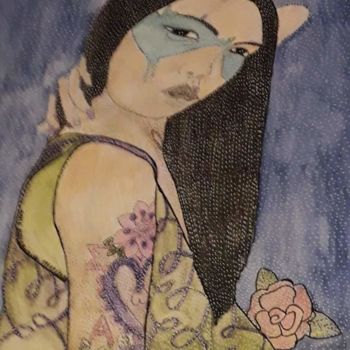Ζωγραφική με τίτλο "A  TERME" από Anne Bazabidila, Αυθεντικά έργα τέχνης, Ακουαρέλα