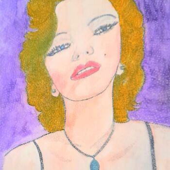 Painting titled "MARYLINE" by Anne Bazabidila, Original Artwork, Watercolor