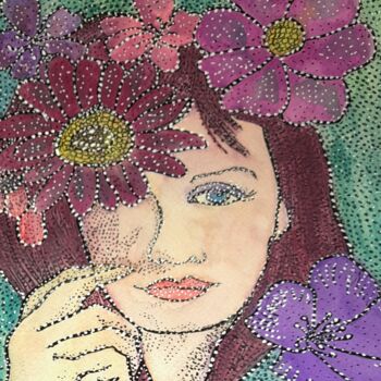 「FLORE」というタイトルの絵画 Anne Bazabidilaによって, オリジナルのアートワーク, 水彩画