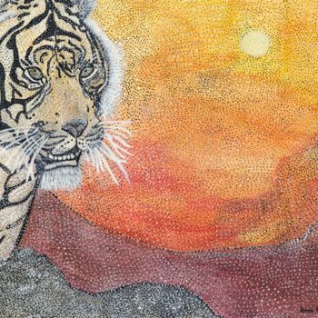 Pittura intitolato "TIGER" da Anne Bazabidila, Opera d'arte originale, Inchiostro