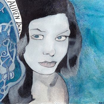 "HOMMAGE  A  LAUREN…" başlıklı Tablo Anne Bazabidila tarafından, Orijinal sanat, Mürekkep