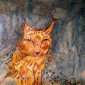 Malerei mit dem Titel "LYNX" von Anne Bazabidila, Original-Kunstwerk, Tinte