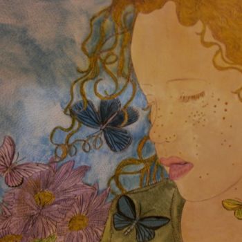 「THE GIRL IN FRECKLES」というタイトルの絵画 Anne Bazabidilaによって, オリジナルのアートワーク, インク