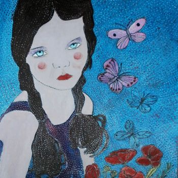 Painting titled "THE DOLL AND ITS PO…" by Anne Bazabidila, Original Artwork, Ink