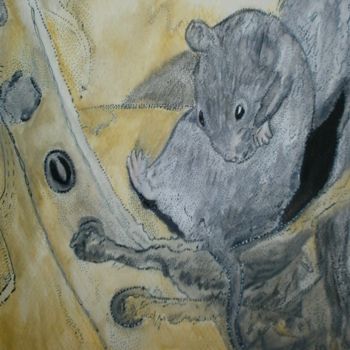 Painting titled "THE MOUSE AND  SHOE" by Anne Bazabidila, Original Artwork, Ink