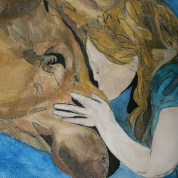 Painting titled "TENDERNESS OF A GIR…" by Anne Bazabidila, Original Artwork, Ink