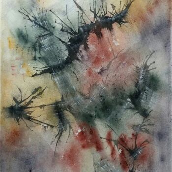 Painting titled "Le doux chaos" by Anne-Marie Breton, Original Artwork, Watercolor