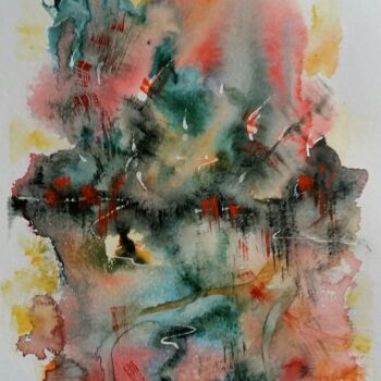 Painting titled "Miroir" by Anne-Marie Breton, Original Artwork, Watercolor