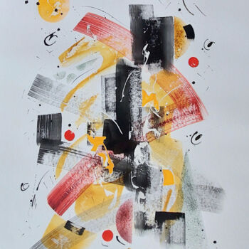 Painting titled "Electrons libres" by Anne-Marie Breton, Original Artwork, Watercolor