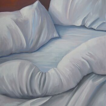 Painting titled "PETIT MATIN" by Anne-Marie Callamard, Original Artwork, Oil Mounted on Wood Stretcher frame