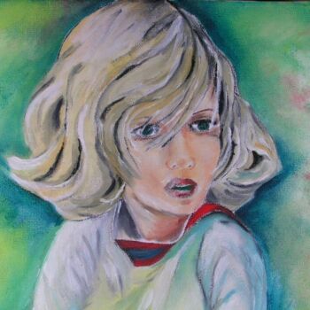 Peinture intitulée "visage d'enfant" par Anne-Marie Landron, Œuvre d'art originale