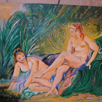 Painting titled "les-deux-femmes.jpg" by Anne-Marie Landron, Original Artwork