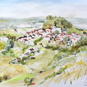 Pittura intitolato "Lautrec le village 1" da Anne-Marie Mary, Opera d'arte originale, Inchiostro
