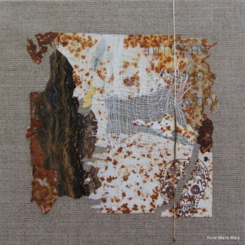 Collages titled "MT n°66" by Anne-Marie Mary, Original Artwork, Collages Mounted on Wood Stretcher frame