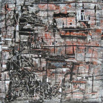 Painting titled "favelas 4" by Anne-Marie Mary, Original Artwork, Acrylic Mounted on Wood Panel