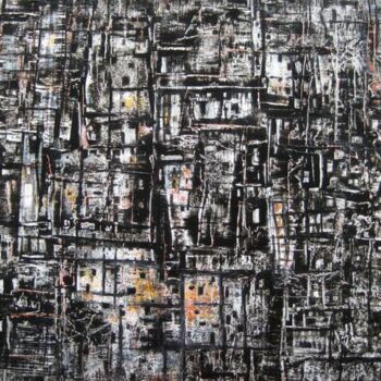 Painting titled "façades 2" by Anne-Marie Mary, Original Artwork, Acrylic Mounted on Wood Panel