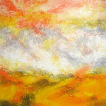 Painting titled "Jour d'été" by Anne-Marie Mary, Original Artwork, Oil Mounted on Wood Stretcher frame