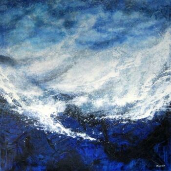 Painting titled "La vague" by Anne-Marie Mary, Original Artwork, Oil Mounted on Wood Stretcher frame